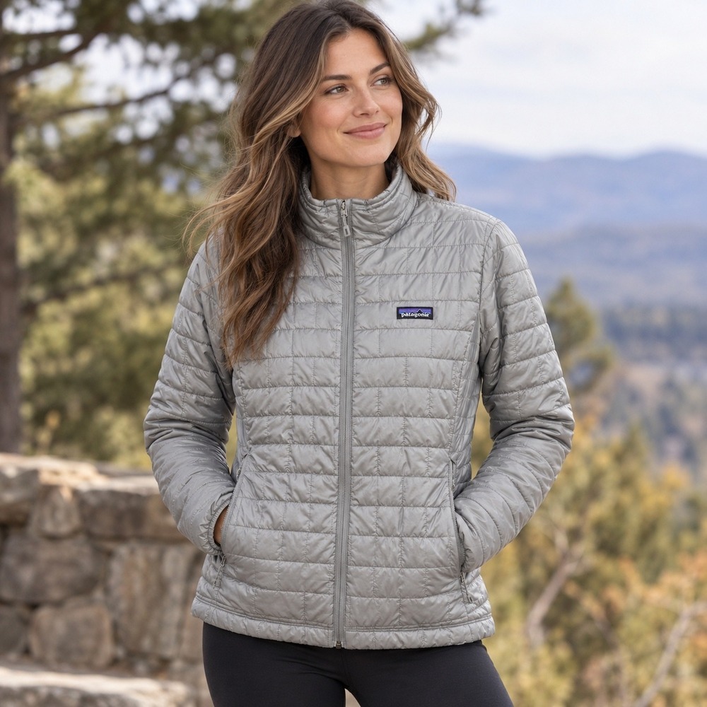 Patagonia Nano Puff Jacket Womens L Grey Excellent Quilted Puffer 84216